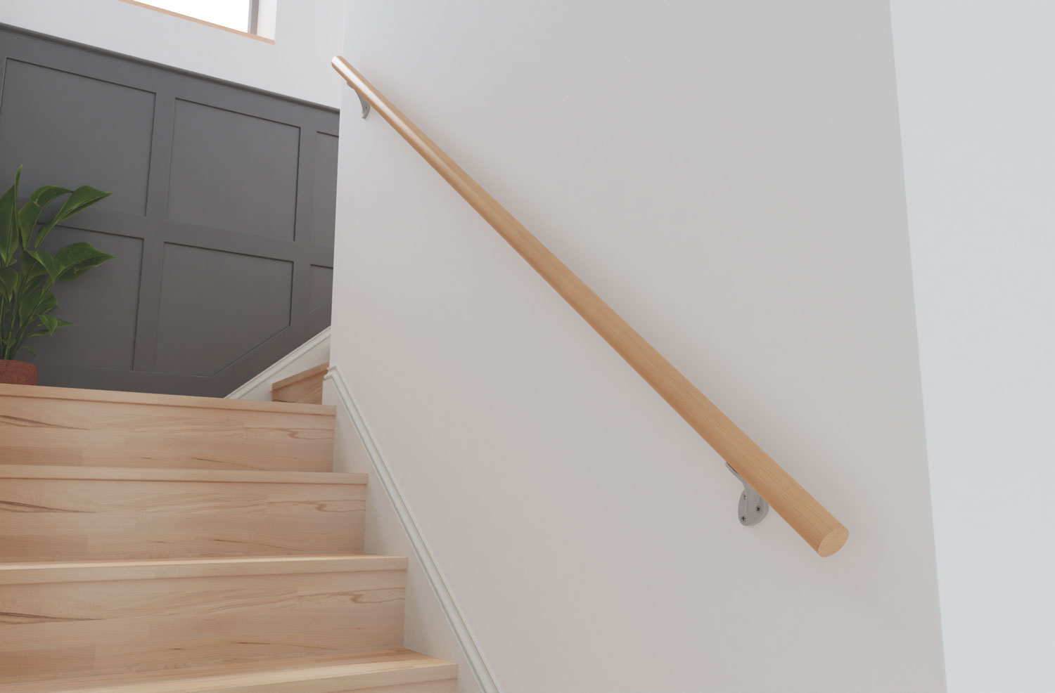 Kit Main courante hêtre verni